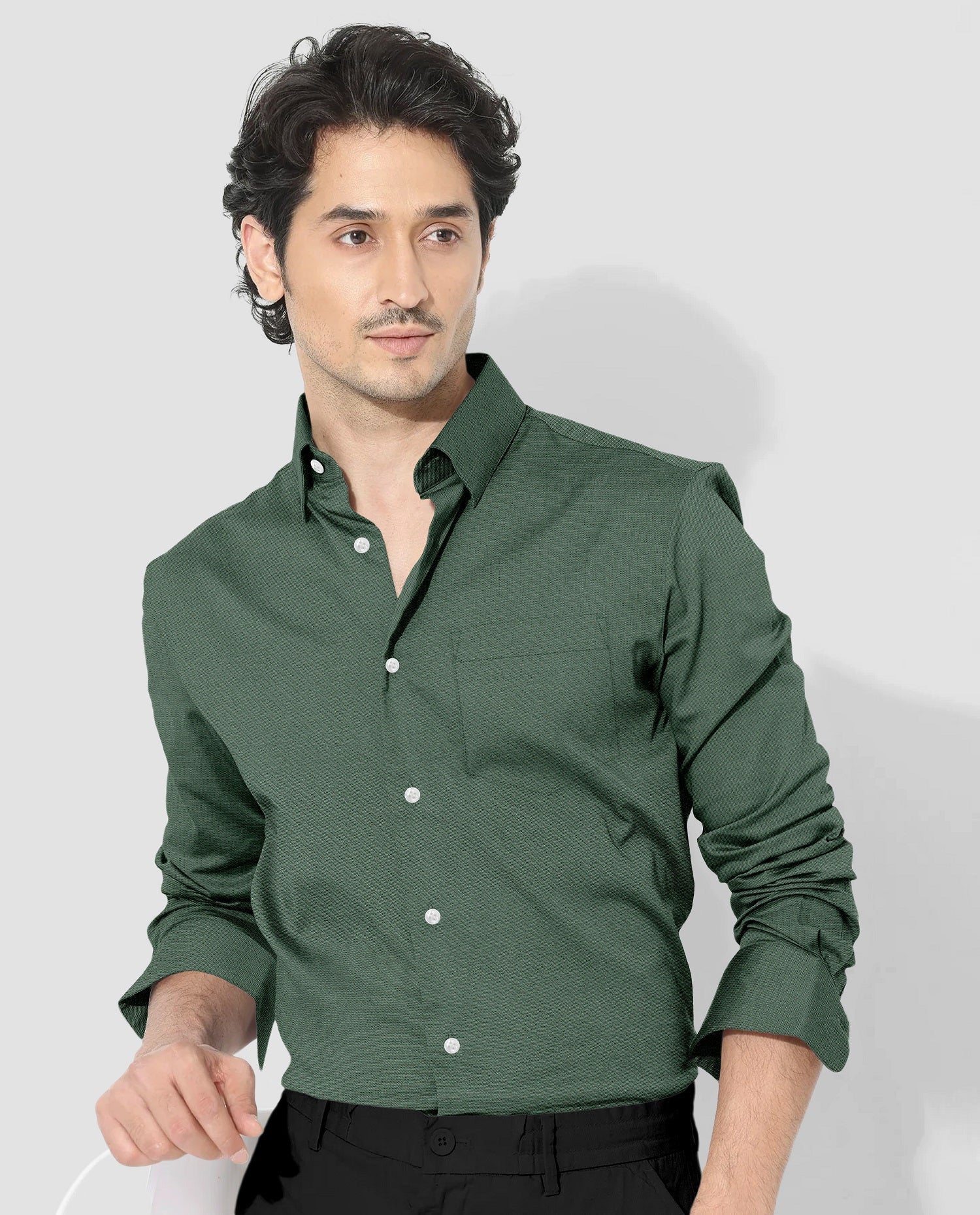 Comfrey Green Cotton Linen Shirt- Plus Size Cotton Shirts in India