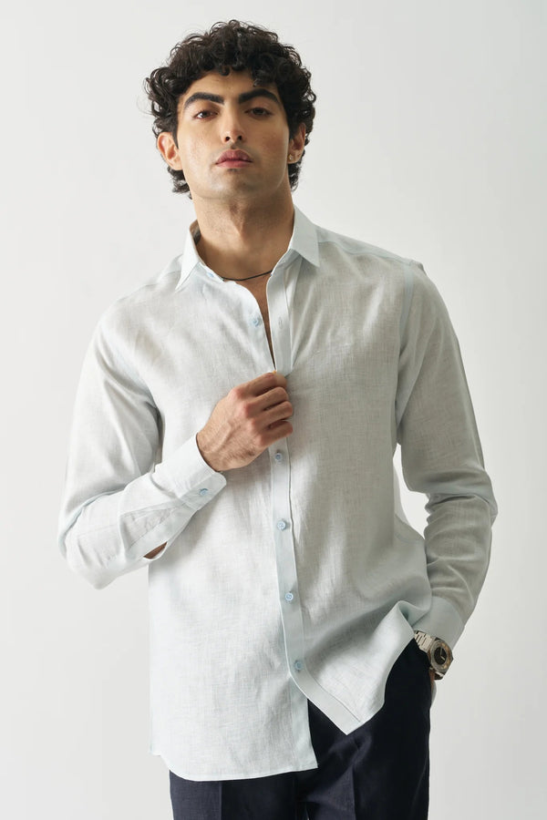 ICE BLUE - FULL SLEEVE 100% PURE LINEN SHIRT