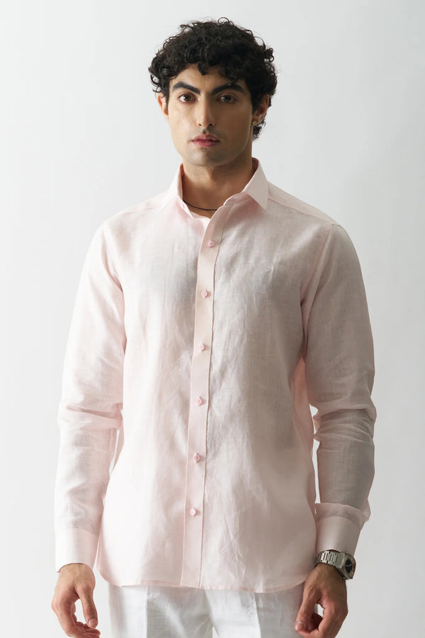 PINK MIST - FULL SLEEVE 100% PURE LINEN SHIRT