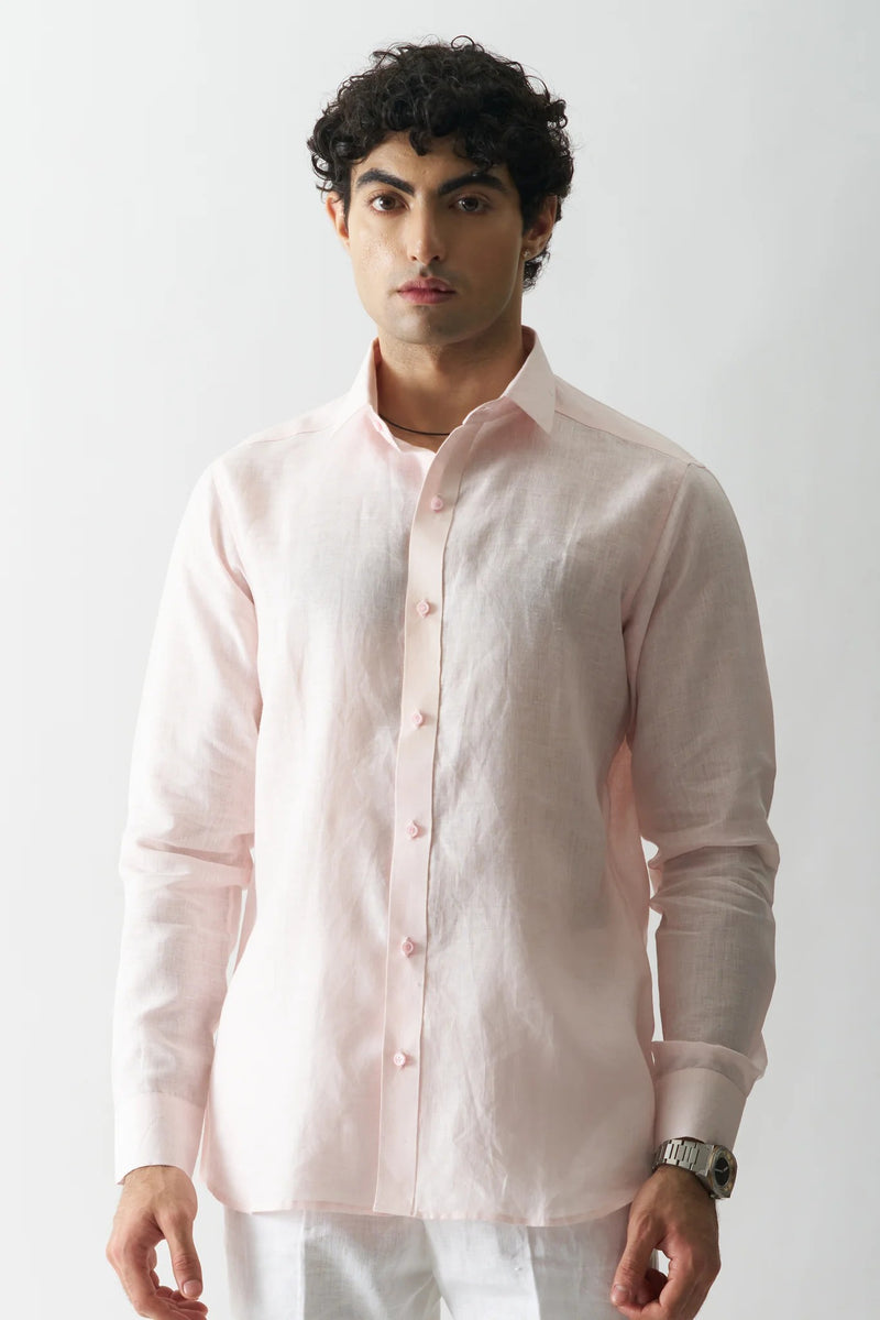 PINK MIST - FULL SLEEVE 100% PURE LINEN SHIRT