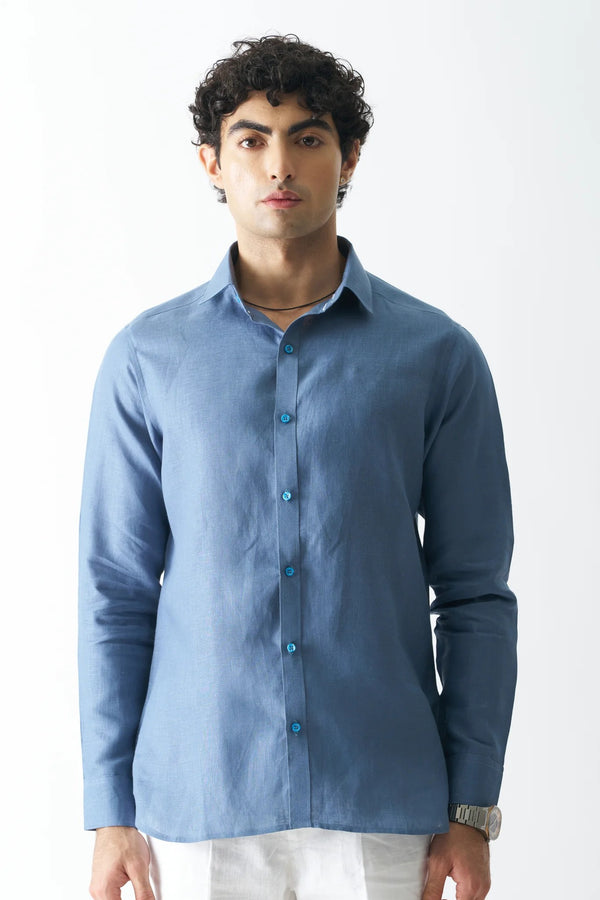 STORMY SEA - FULL SLEEVE 100% PURE LINEN SHIRT