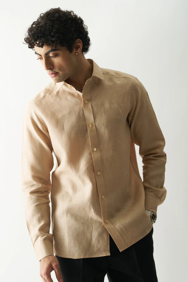 SWISS COFFEE - FULL SLEEVE 100% PURE LINEN SHIRT