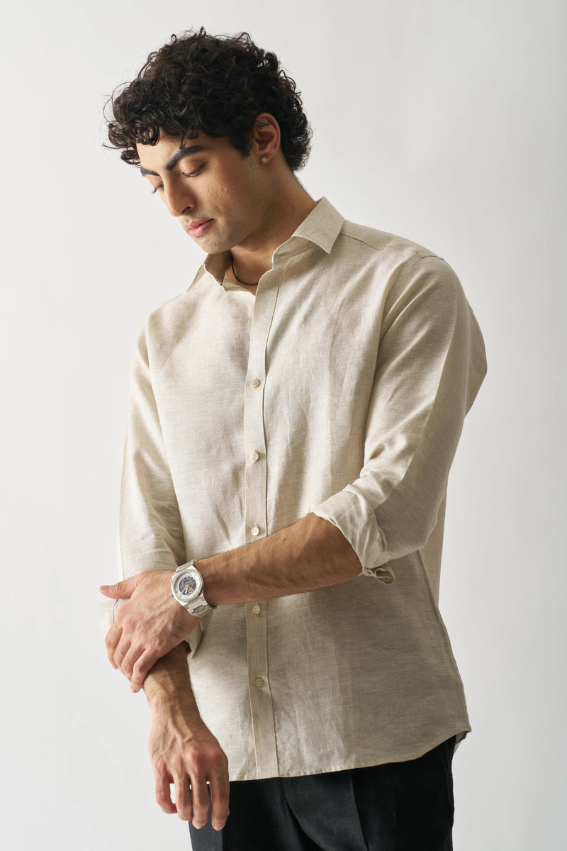 NATURAL - FULL SLEEVE 100% PURE LINEN SHIRT