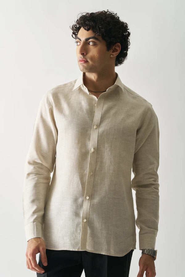 NATURAL - FULL SLEEVE 100% PURE LINEN SHIRT