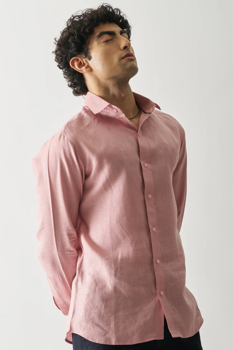 VINTAGE ROSE - FULL SLEEVE 100% PURE LINEN SHIRT