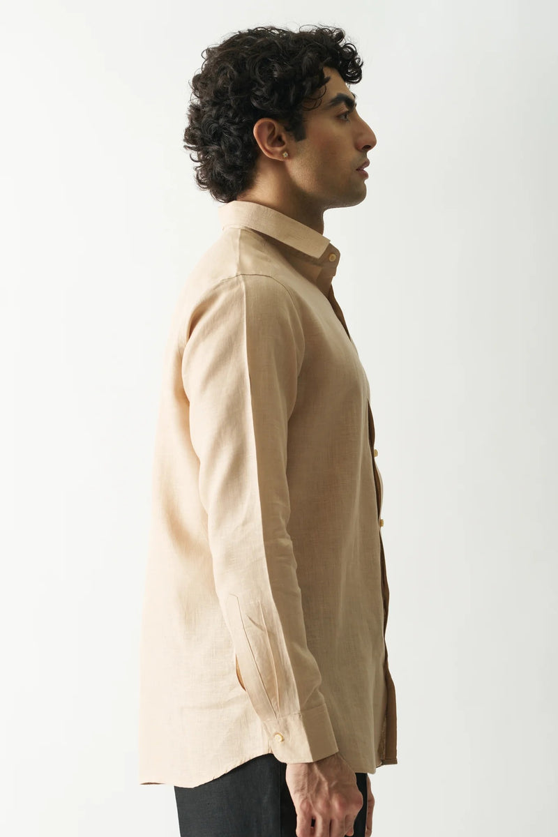 SWISS COFFEE - FULL SLEEVE 100% PURE LINEN SHIRT