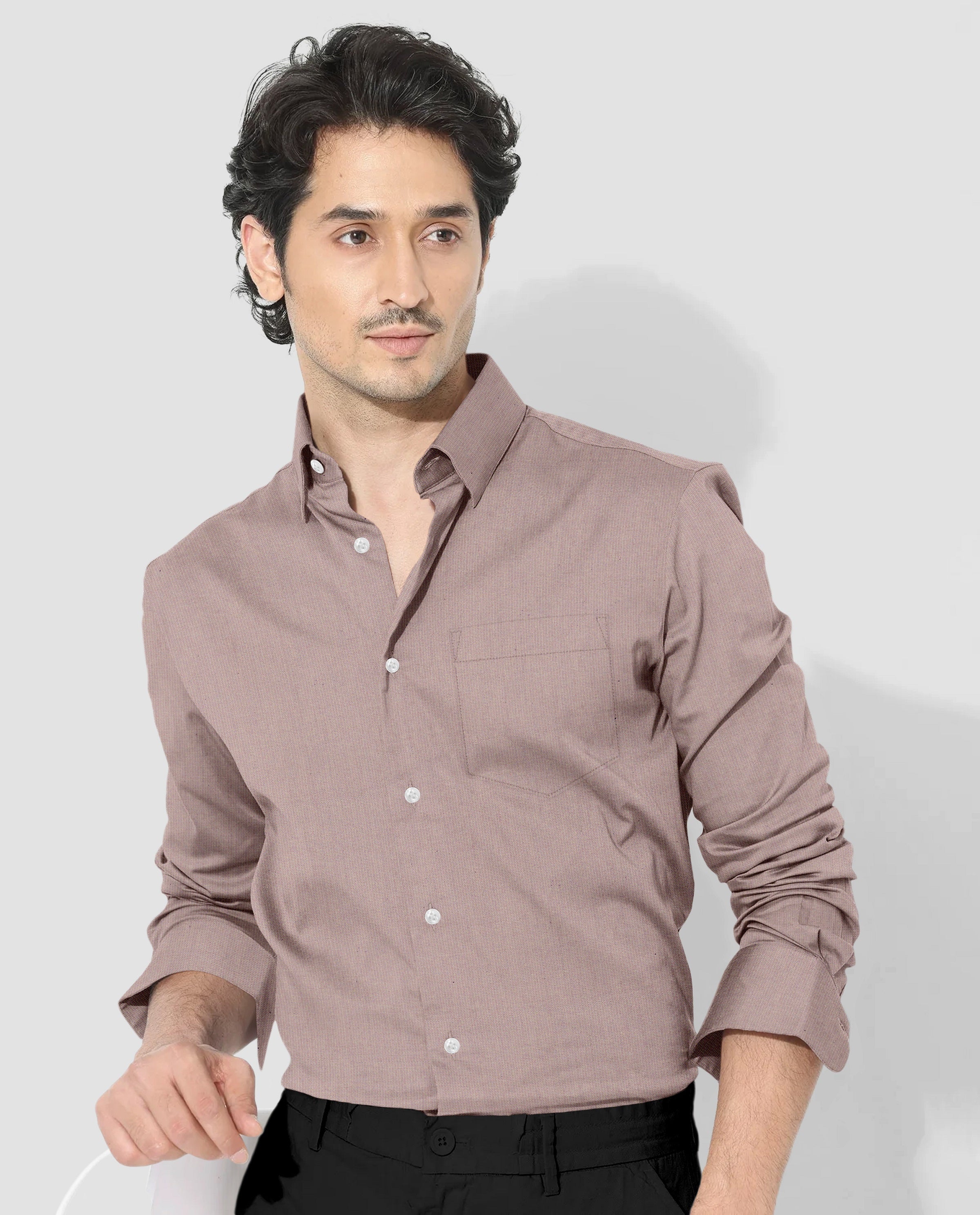 Cinereous Taupe Luxurious Linen Shirt-Plus Size Pure Linen Shirt