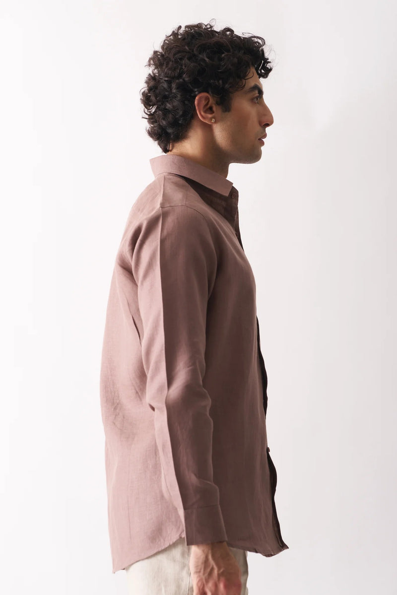 COFFEE - FULL SLEEVE 100% PURE LINEN SHIRT