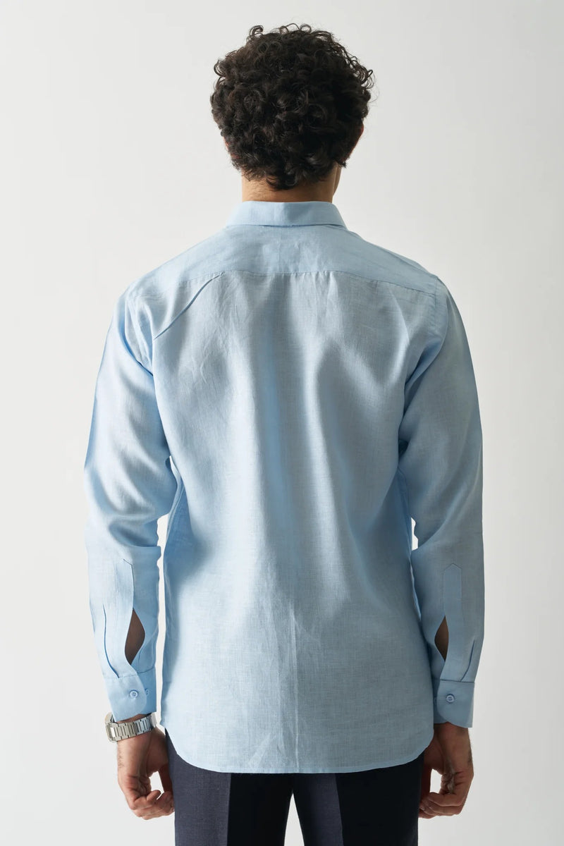 BLISSFUL BLUE - FULL SLEEVE 100% PURE LINEN SHIRT