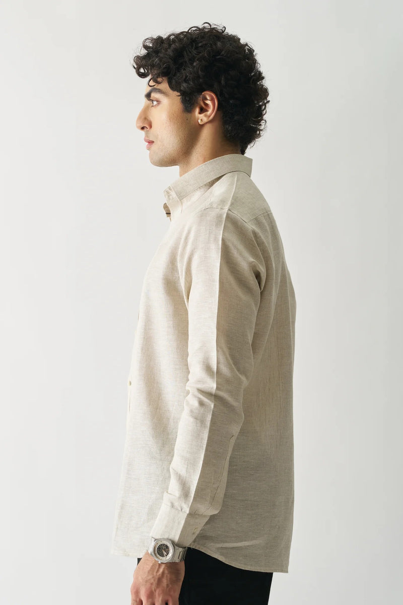 NATURAL - FULL SLEEVE 100% PURE LINEN SHIRT