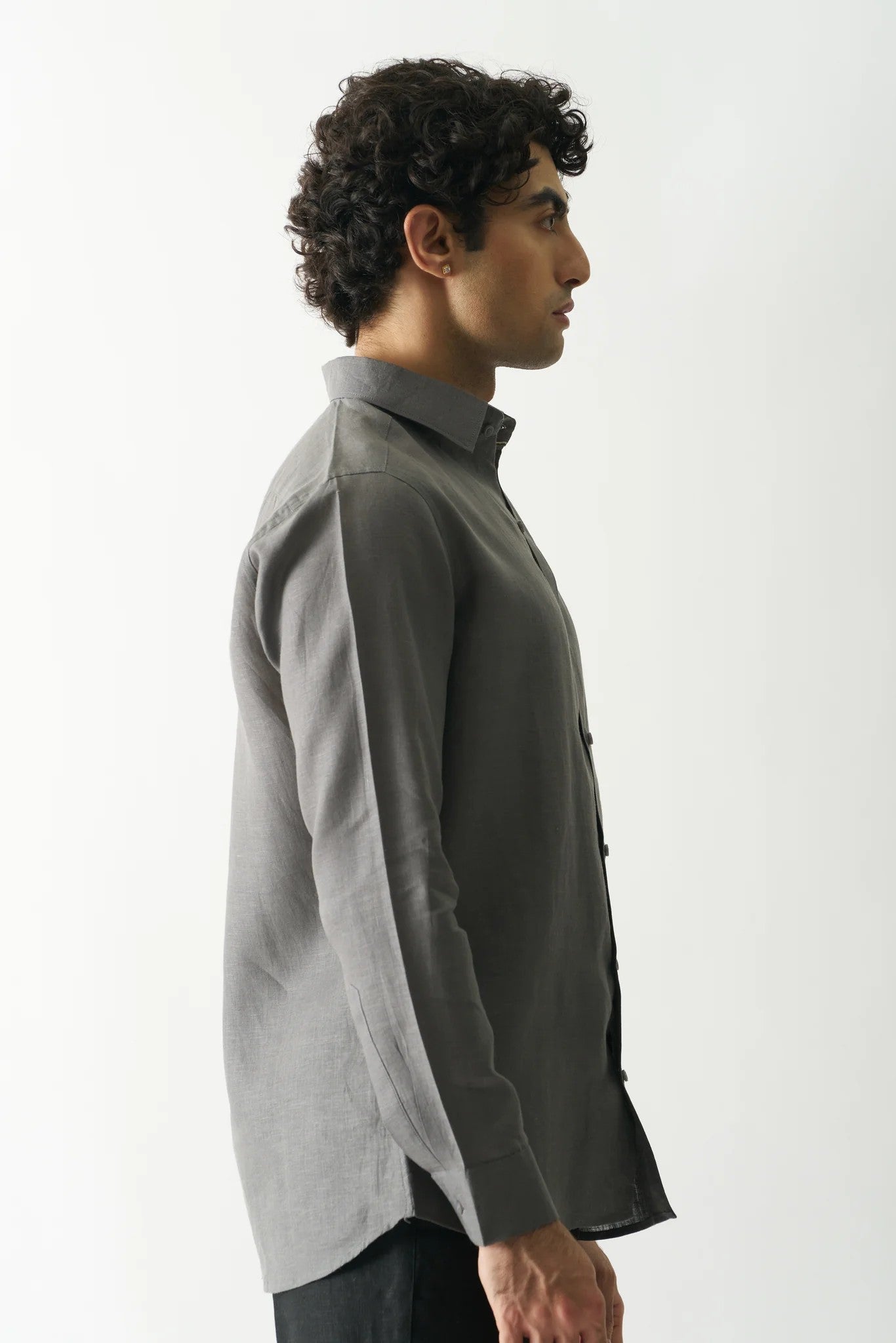 COAL MINE GREY - FULL SLEEVE 100% PURE LINEN SHIRT