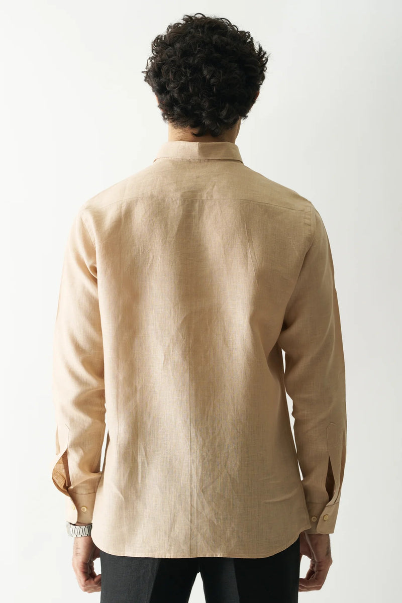 SWISS COFFEE - FULL SLEEVE 100% PURE LINEN SHIRT