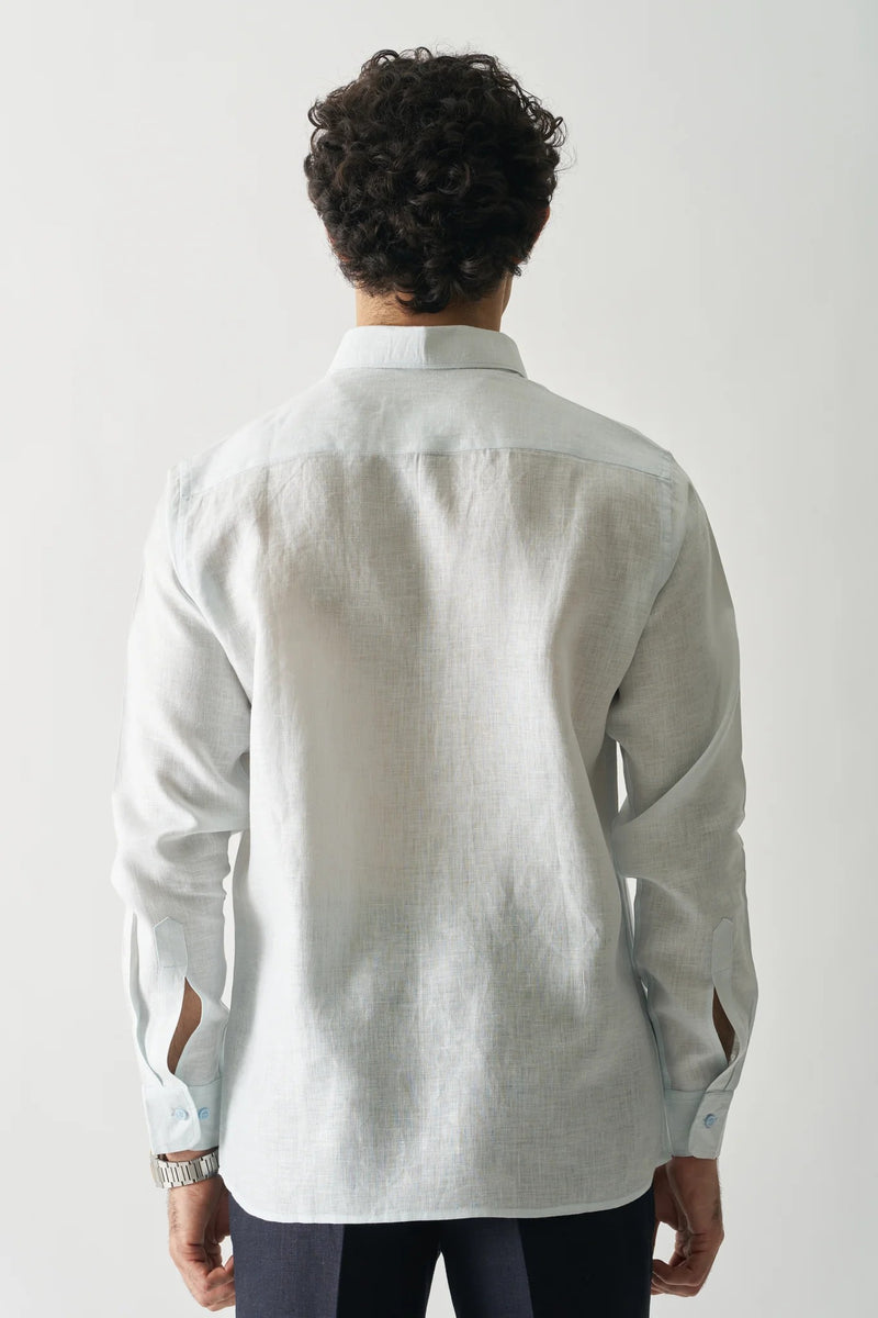 ICE BLUE - FULL SLEEVE 100% PURE LINEN SHIRT
