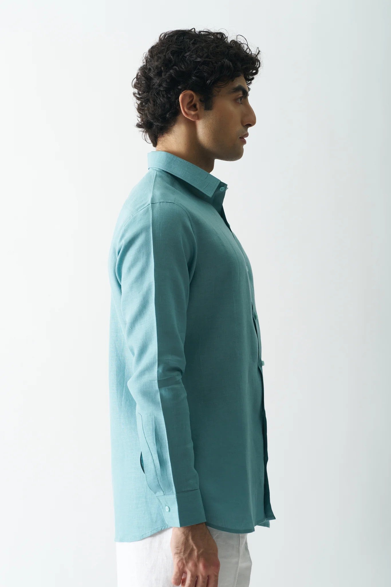 DEEP TEAL - FULL SLEEVE 100% PURE LINEN SHIRT