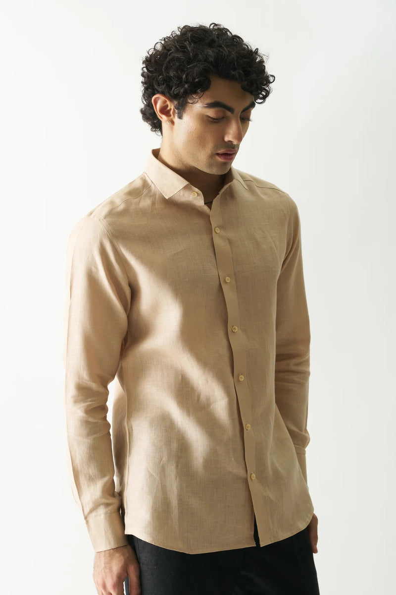 SWISS COFFEE - FULL SLEEVE 100% PURE LINEN SHIRT