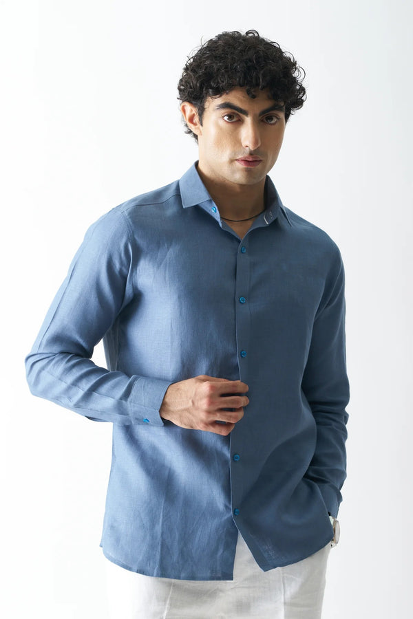 STORMY SEA - FULL SLEEVE 100% PURE LINEN SHIRT