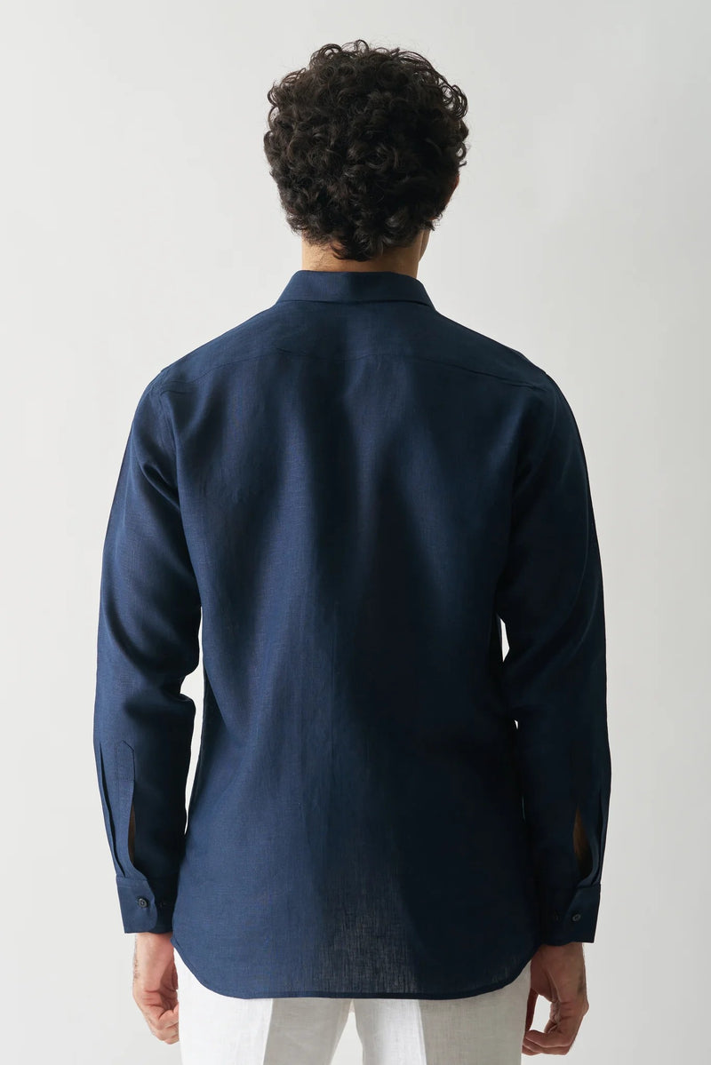 NAVY BLUE - FULL SLEEVE 100% PURE LINEN SHIRT