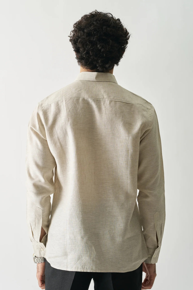 NATURAL - FULL SLEEVE 100% PURE LINEN SHIRT