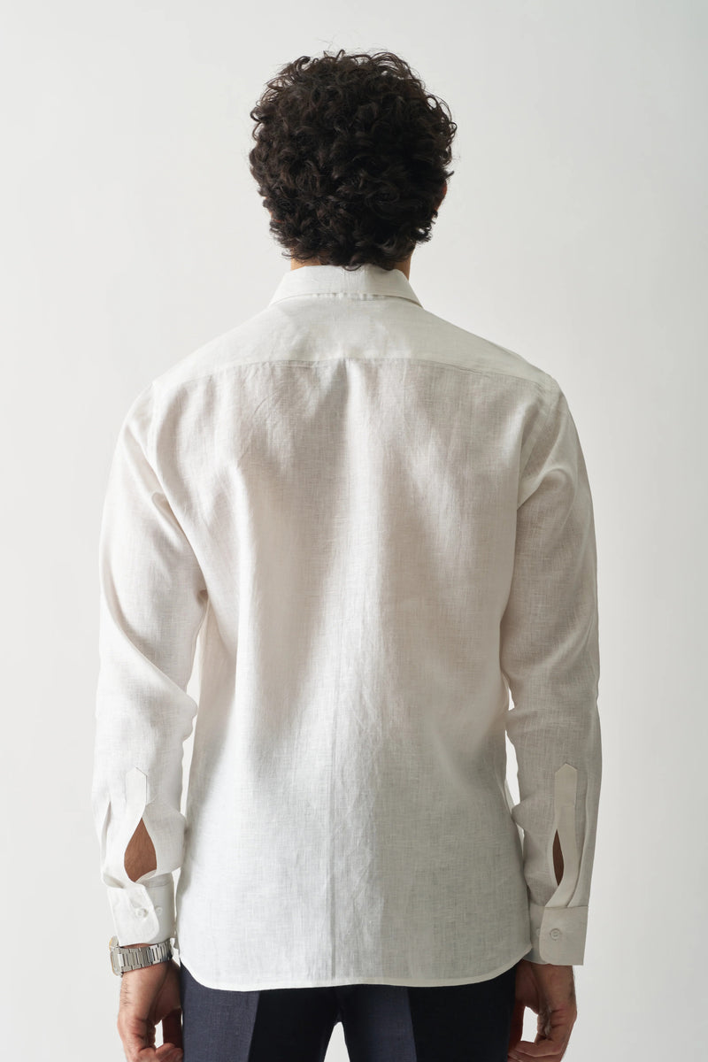 WHITE - FULL SLEEVE 100% PURE LINEN SHIRT