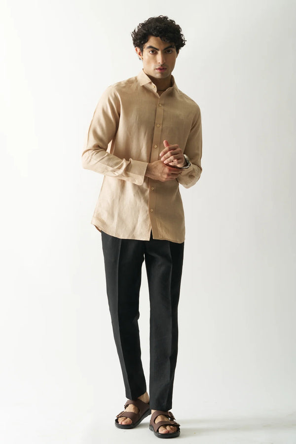 SWISS COFFEE - FULL SLEEVE 100% PURE LINEN SHIRT