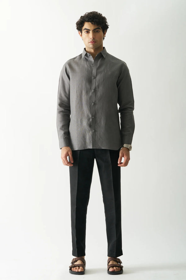 COAL MINE GREY - FULL SLEEVE 100% PURE LINEN SHIRT