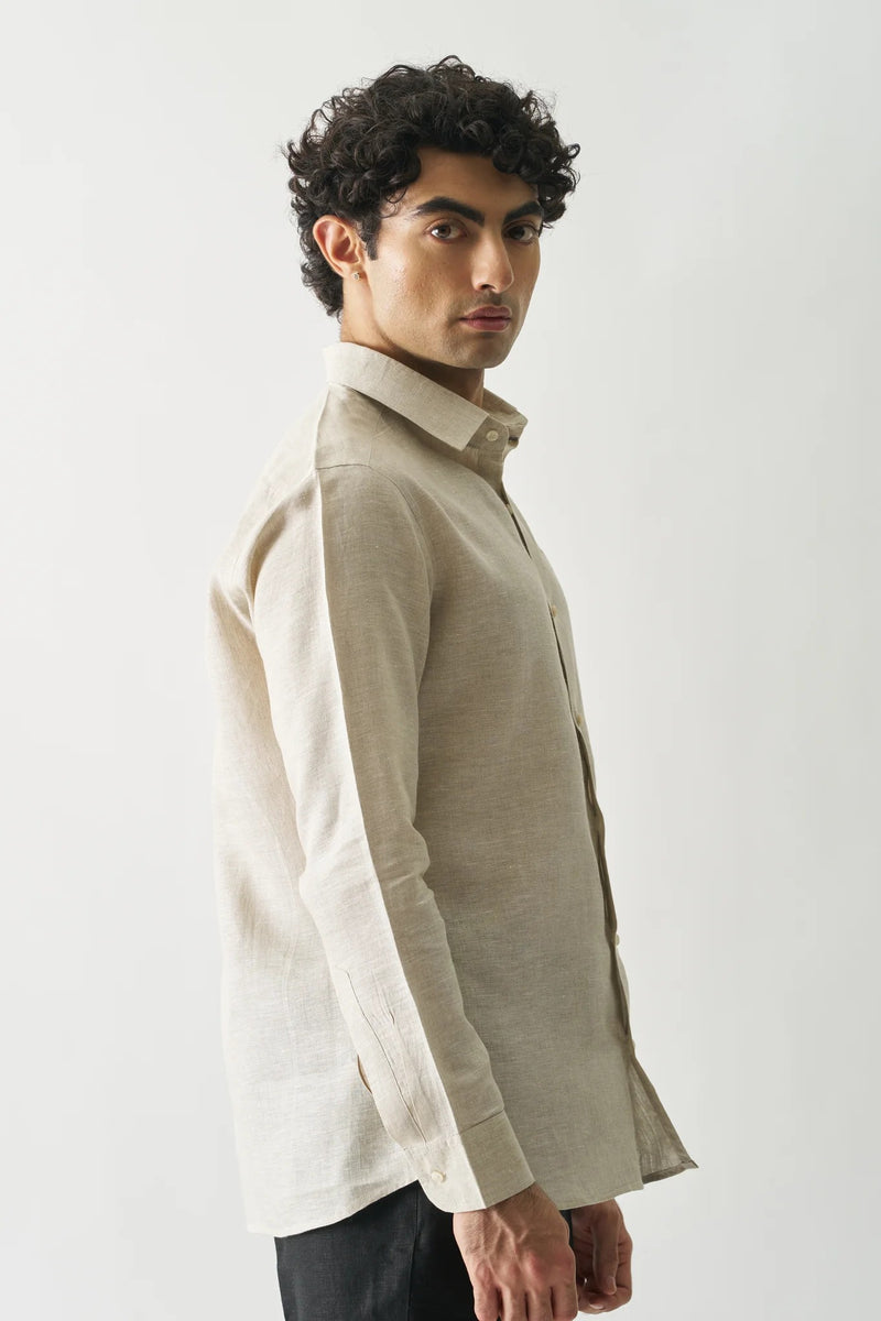 NATURAL - FULL SLEEVE 100% PURE LINEN SHIRT