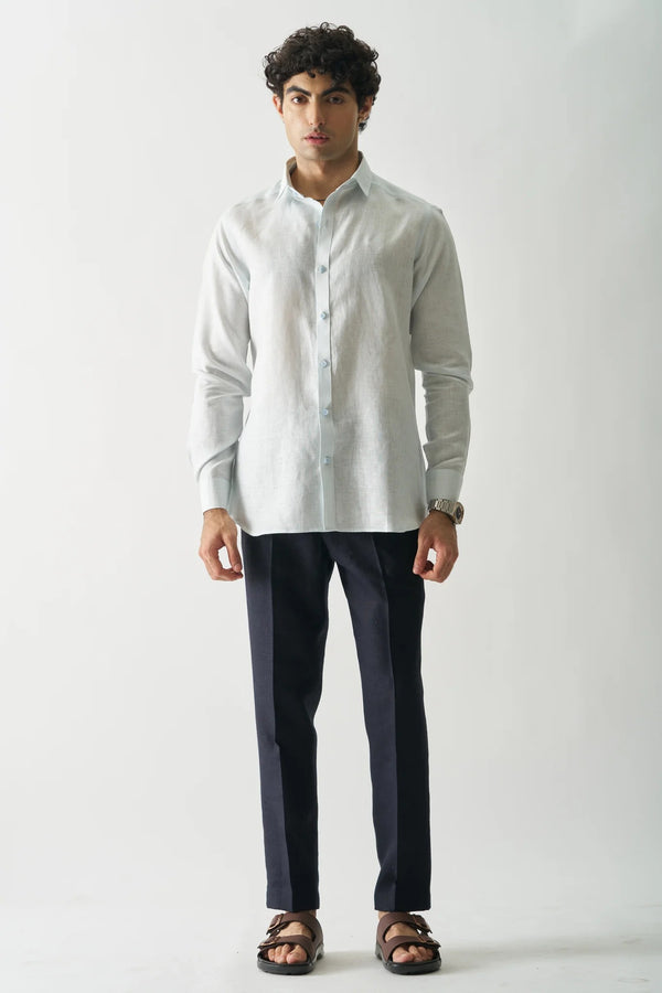 ICE BLUE - FULL SLEEVE 100% PURE LINEN SHIRT