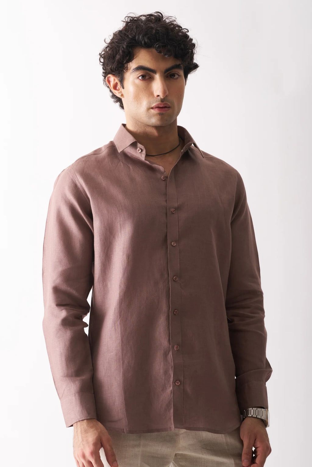 COFFEE - FULL SLEEVE 100% PURE LINEN SHIRT
