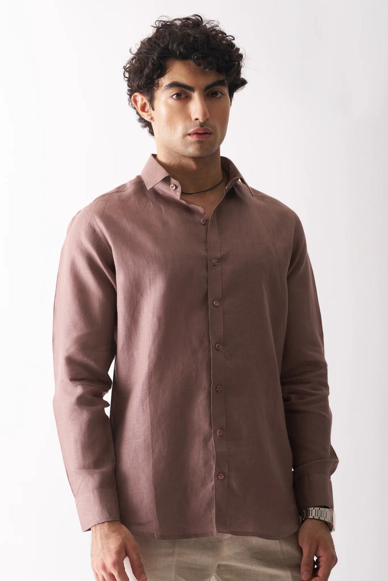 COFFEE - FULL SLEEVE 100% PURE LINEN SHIRT