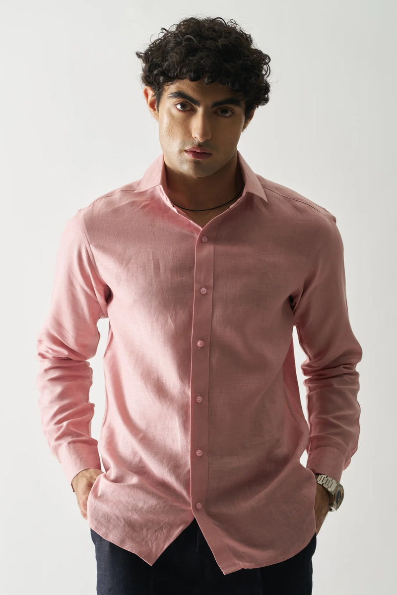 VINTAGE ROSE - FULL SLEEVE 100% PURE LINEN SHIRT