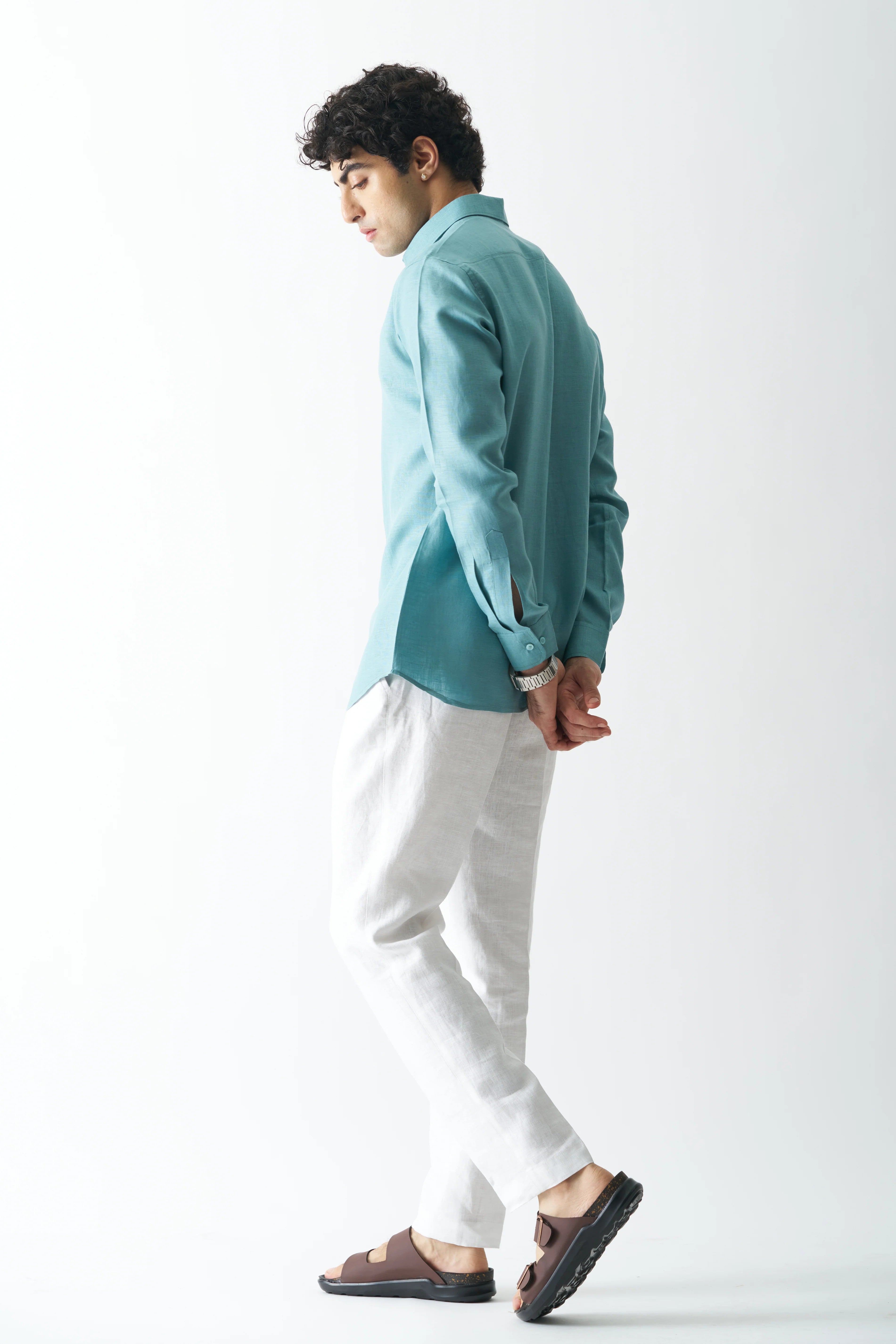 DEEP TEAL - FULL SLEEVE 100% PURE LINEN SHIRT