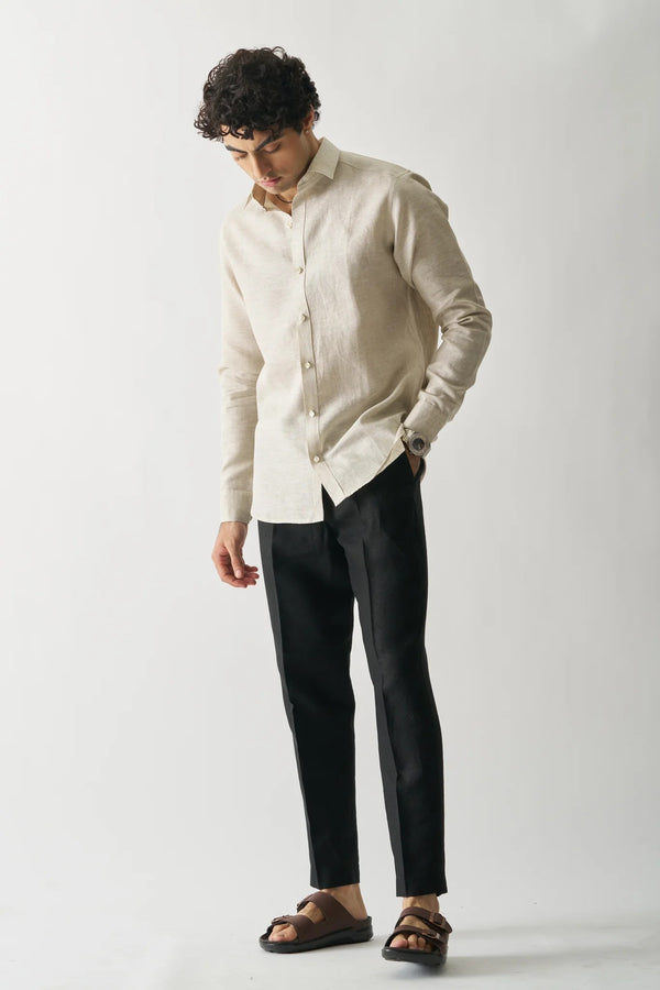 NATURAL - FULL SLEEVE 100% PURE LINEN SHIRT