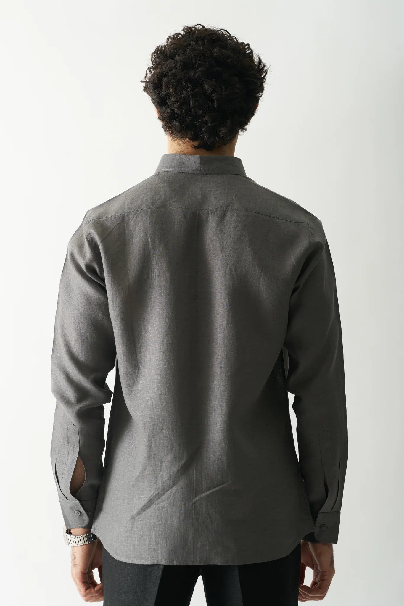 COAL MINE GREY - FULL SLEEVE 100% PURE LINEN SHIRT