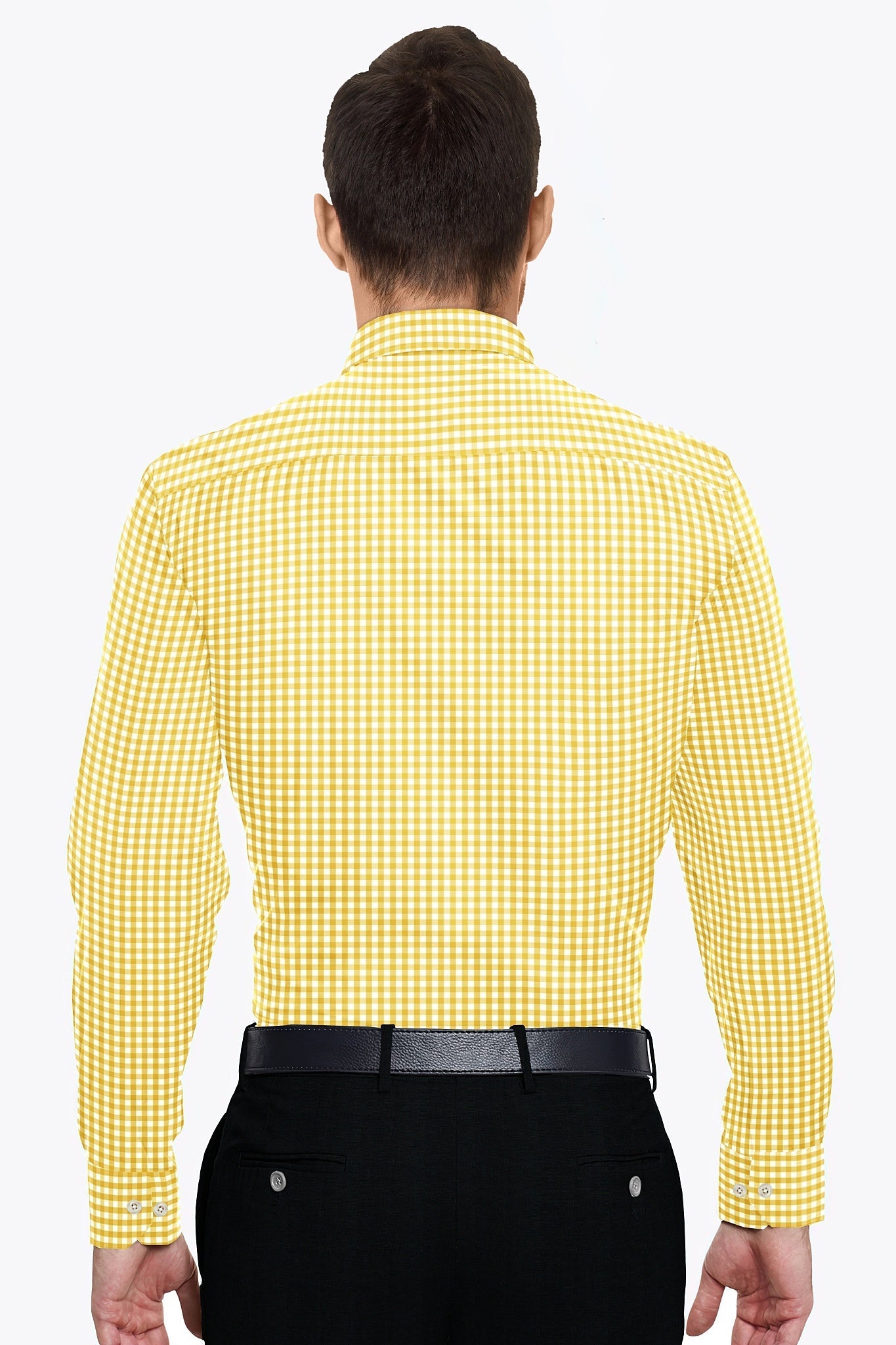 Lemon Yellow and White Gingham Checks Cotton Shirt