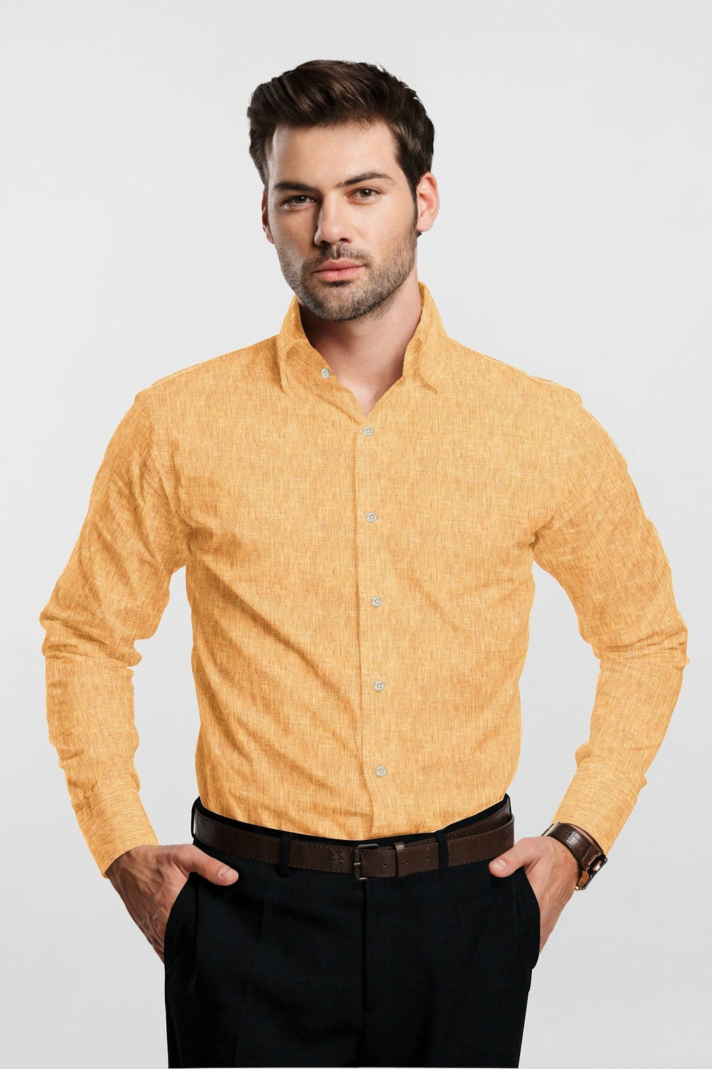 Honey Yellow Ombre Luxurious Linen Shirt