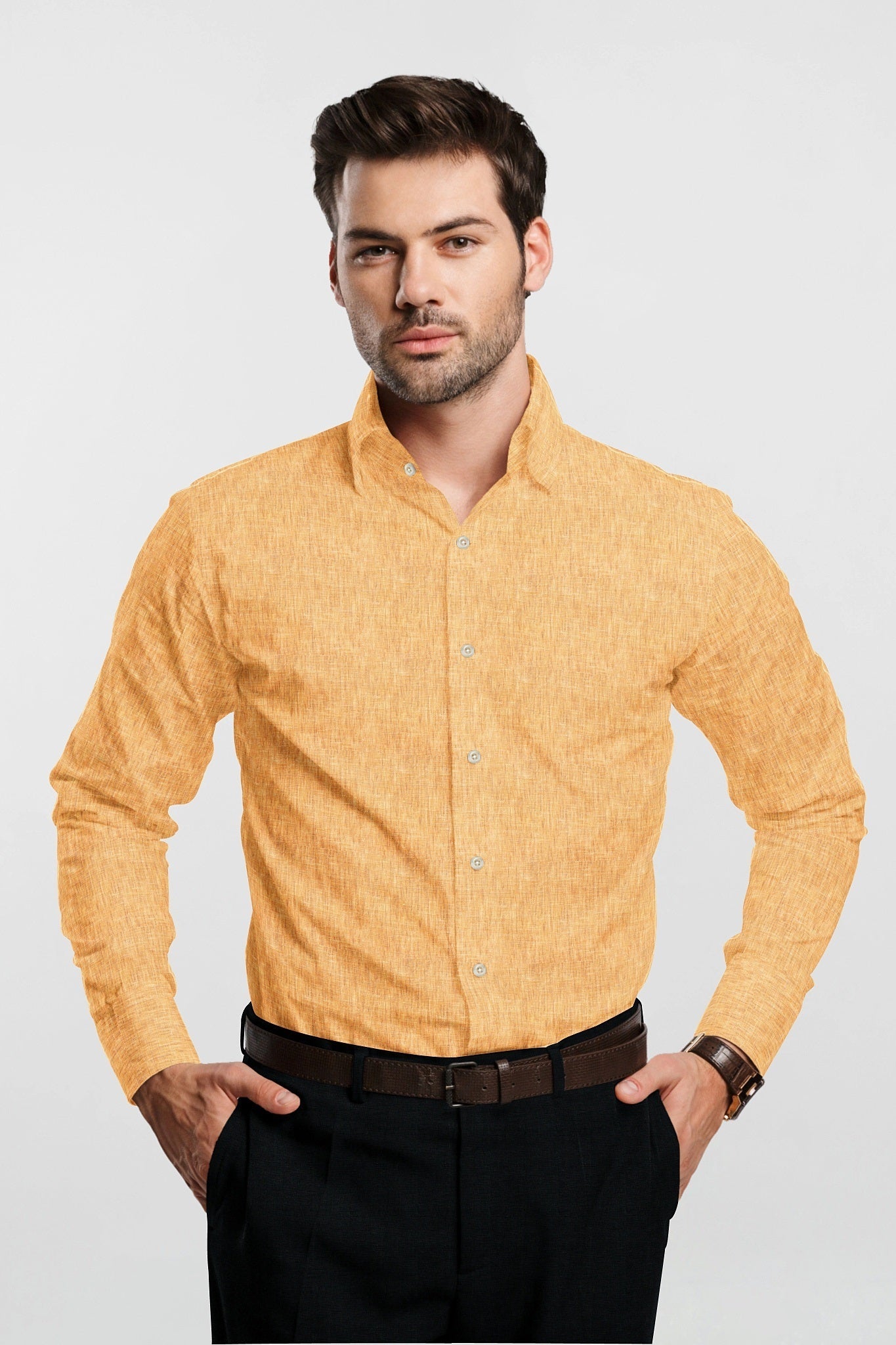 Honey Yellow Ombre Luxurious Linen Shirt