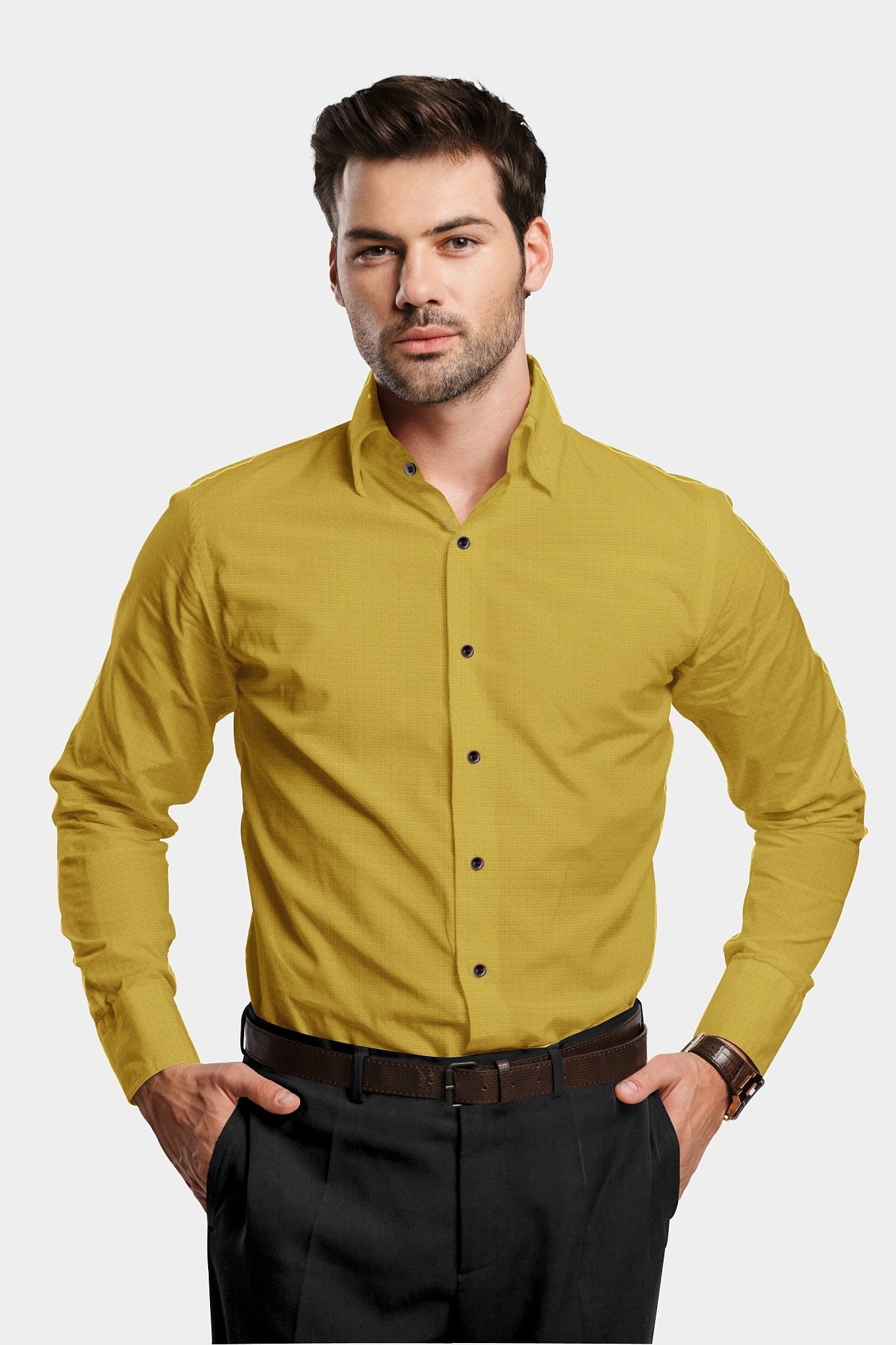Mustard Yellow Cotton Linen Shirt