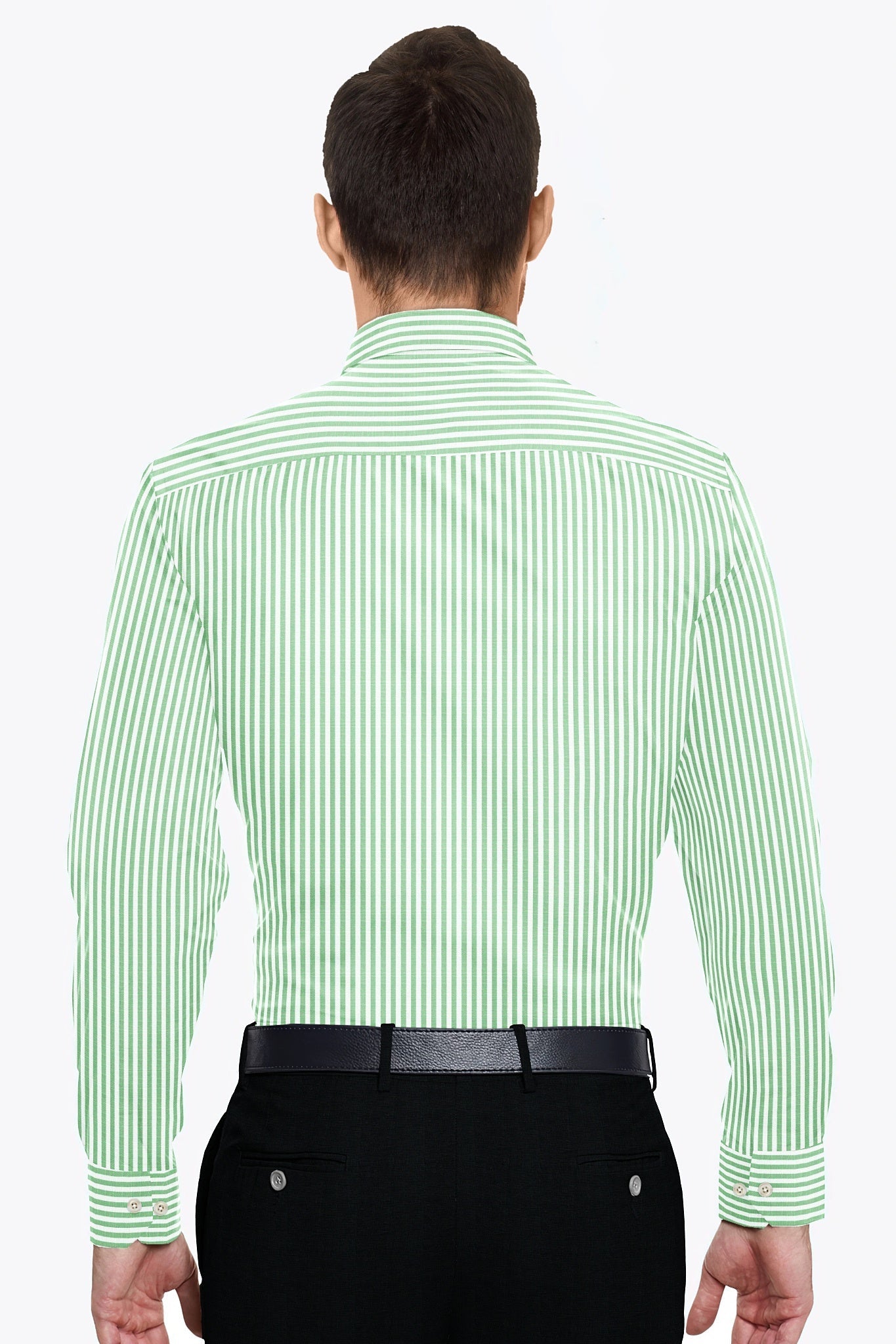 Ambrosia Green and White Candy Stripes Cotton Shirt - Plus Size Shirts for Men Online Shipping in Hyderabad India
