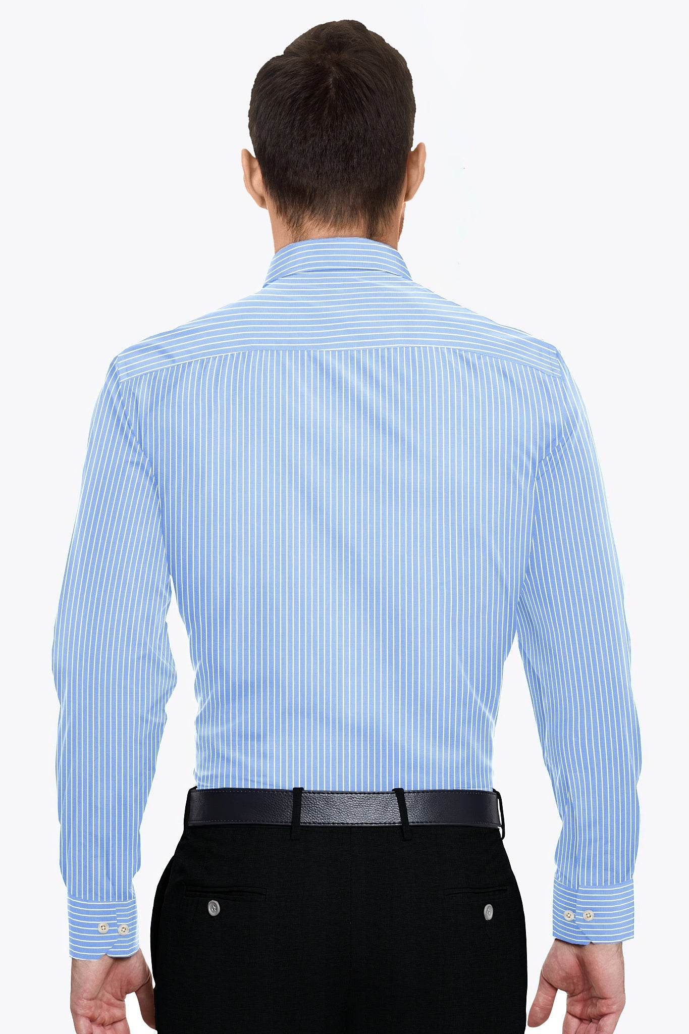 Cornflower Blue and White Pinstripes Premium Cotton Shirt