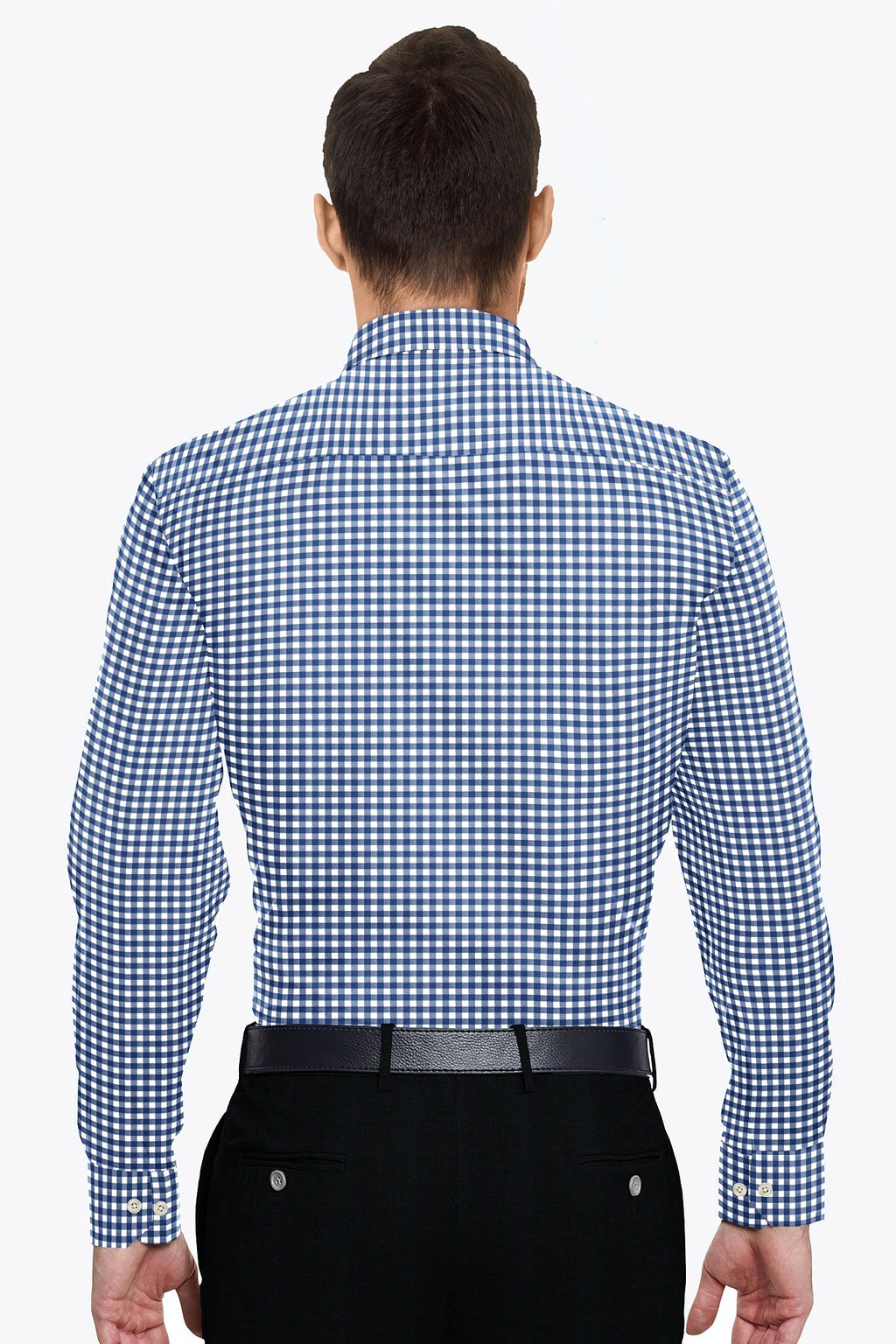 White and Galaxy Blue Gingham Checks Cotton Shirt Formal Cotton Shirts in India - Buy Stitch Shirt in Mumbai