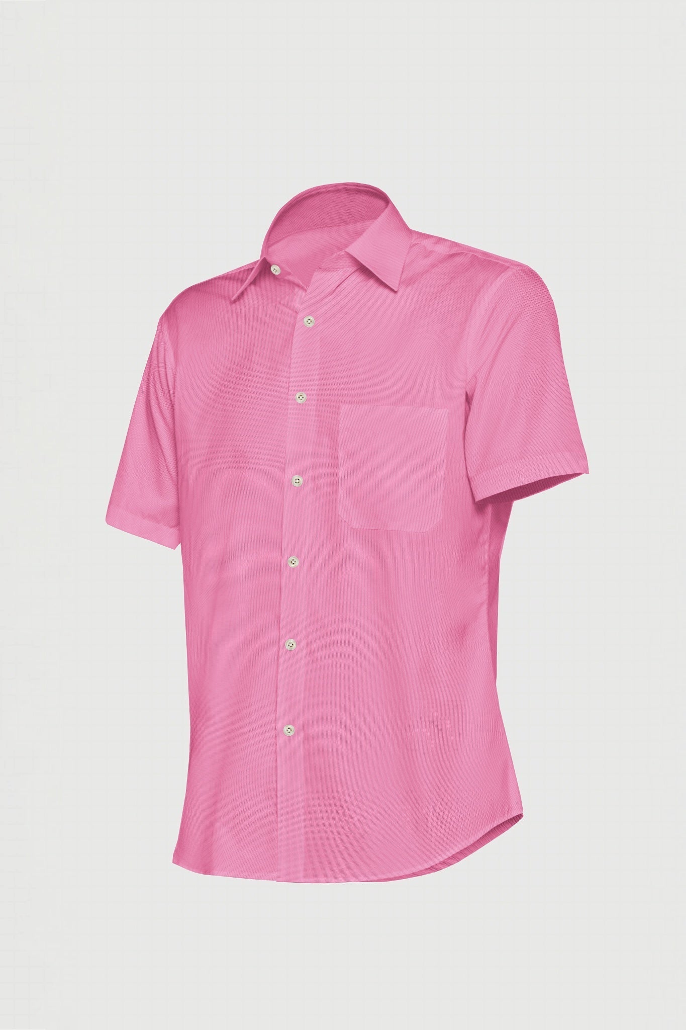 French Pink and White Dobby Textured Cotton Shirt