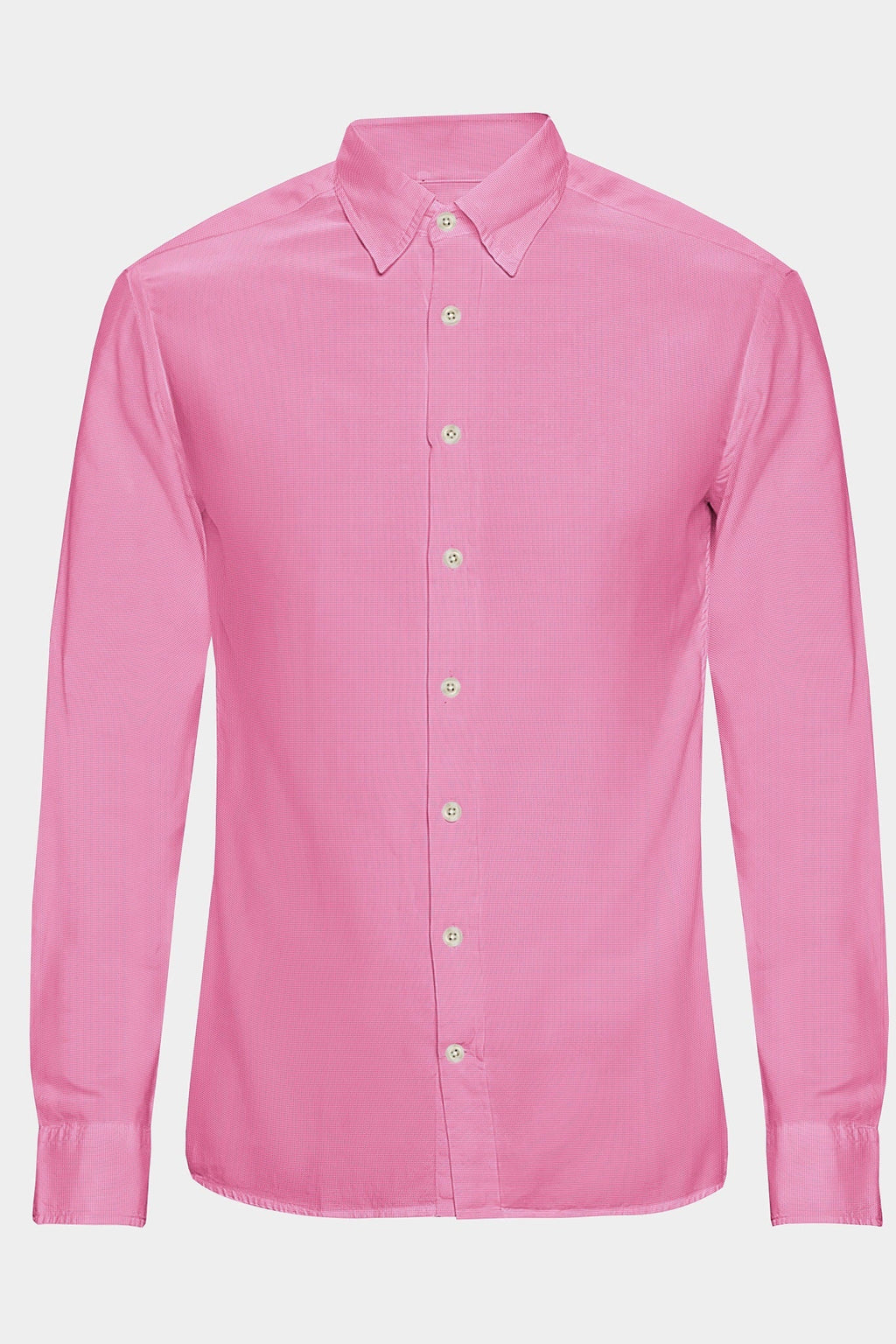 French Pink and White Dobby Textured Cotton Shirt
