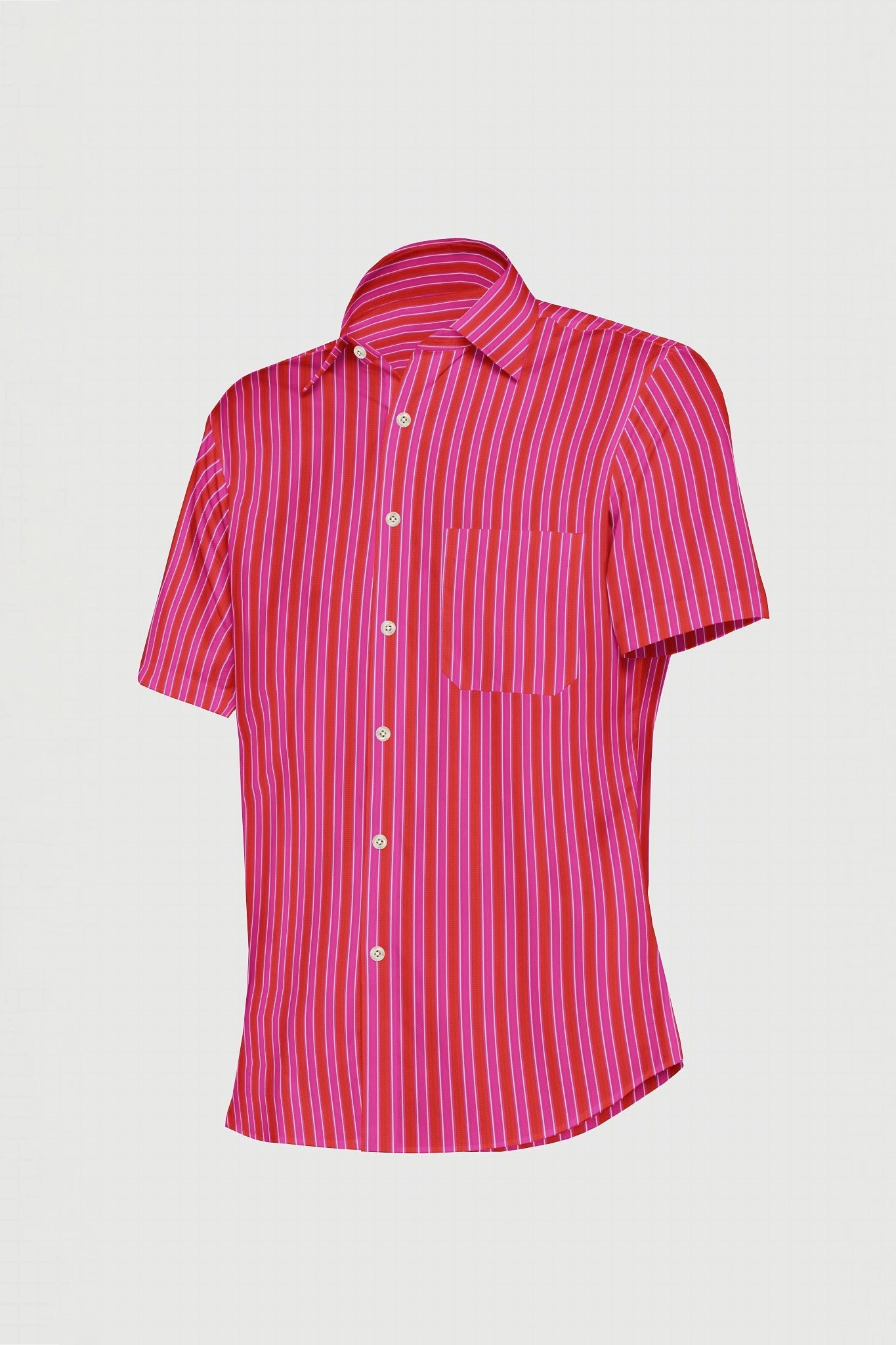 Raspberry Red and Fuchsia Pink Double Stripes Cotton Shirt