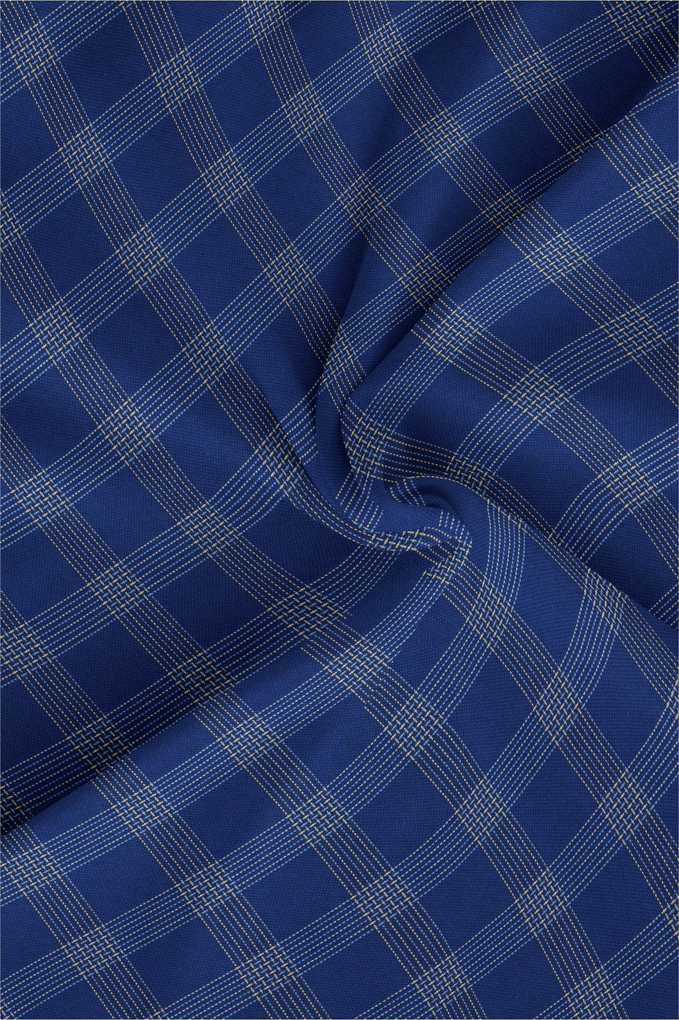 Delft Blue with Glaucous Blue and Beige Checks Premium Cotton Shirt