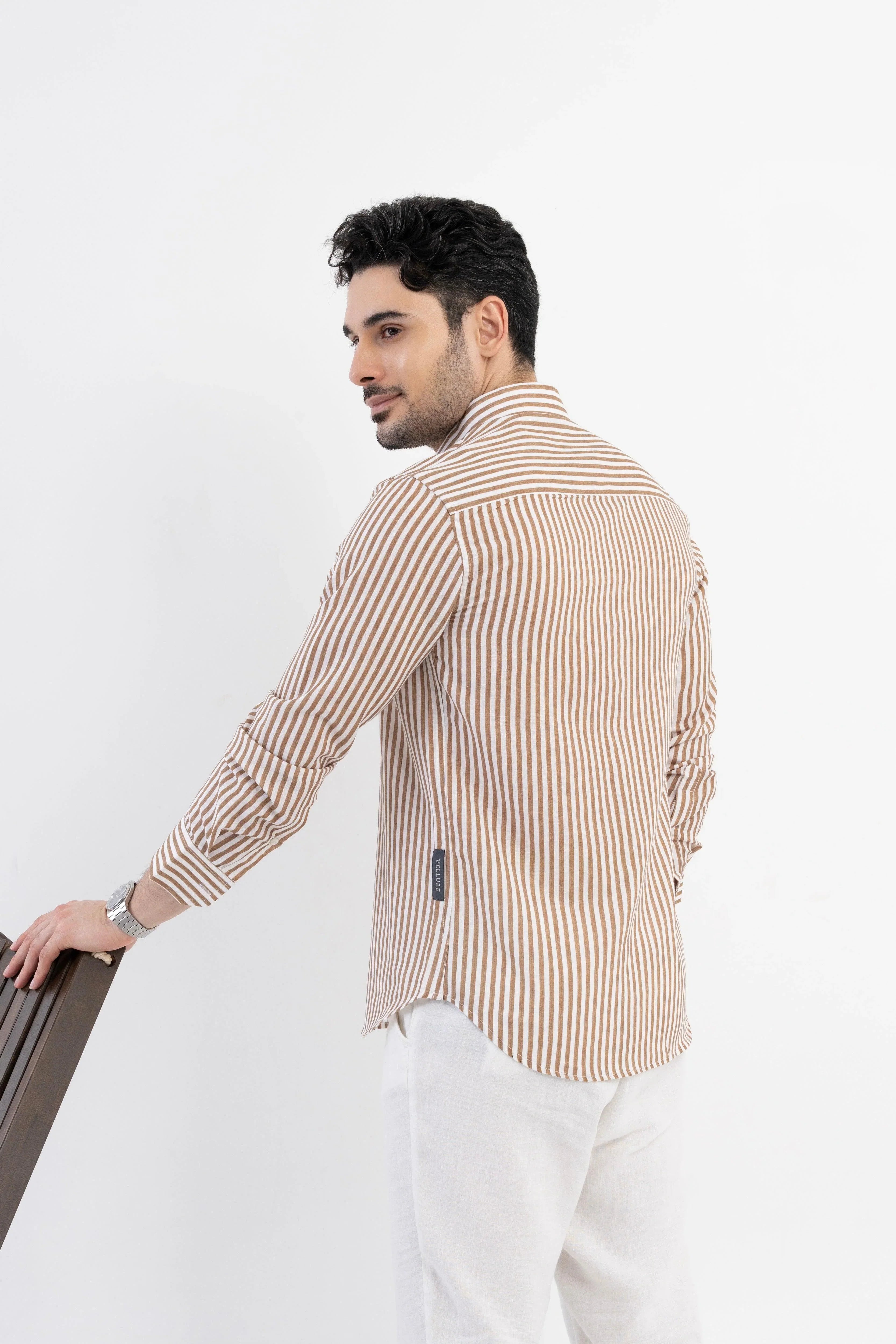 The Monaco Linen Striped Shirt in Amalfi Blue