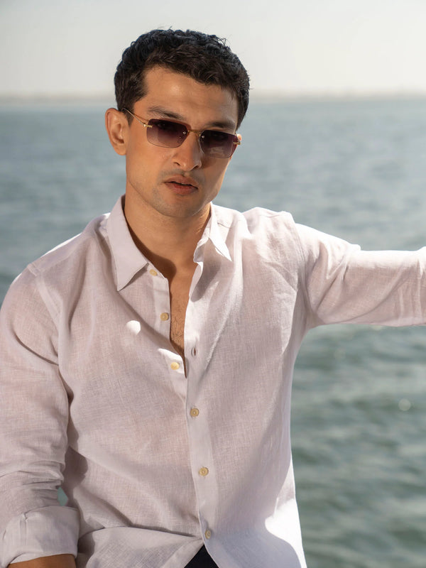 White Candy Plain Lilen Shirt