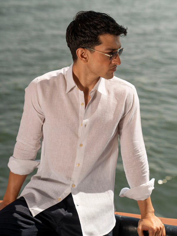 White Candy Plain Lilen Shirt