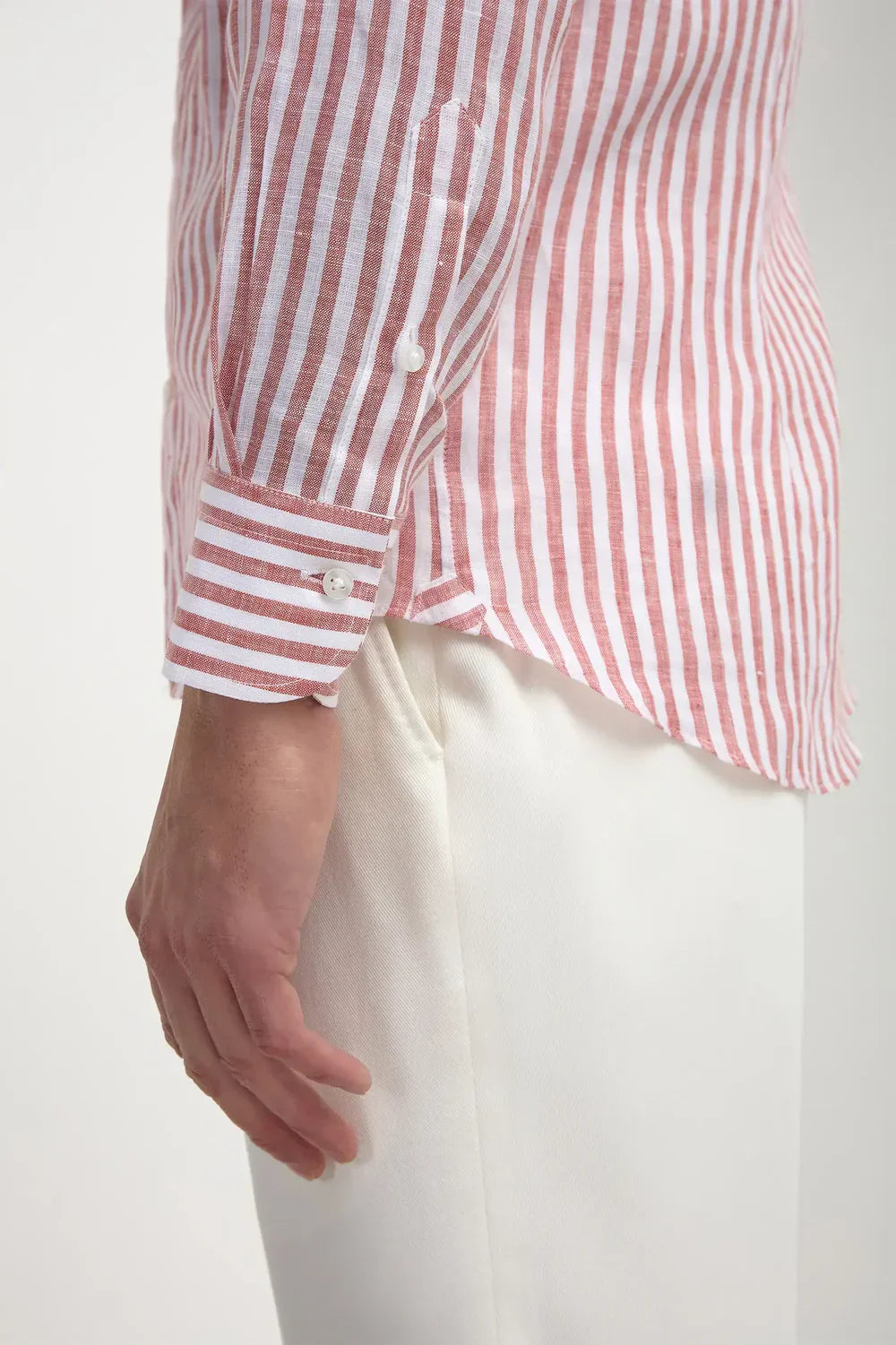 The Monaco Linen Striped Shirt in Amalfi Blue