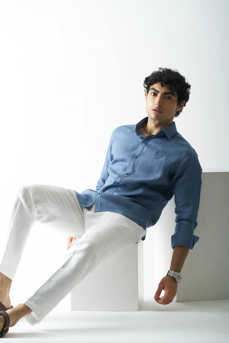 STORMY SEA - FULL SLEEVE 100% PURE LINEN SHIRT