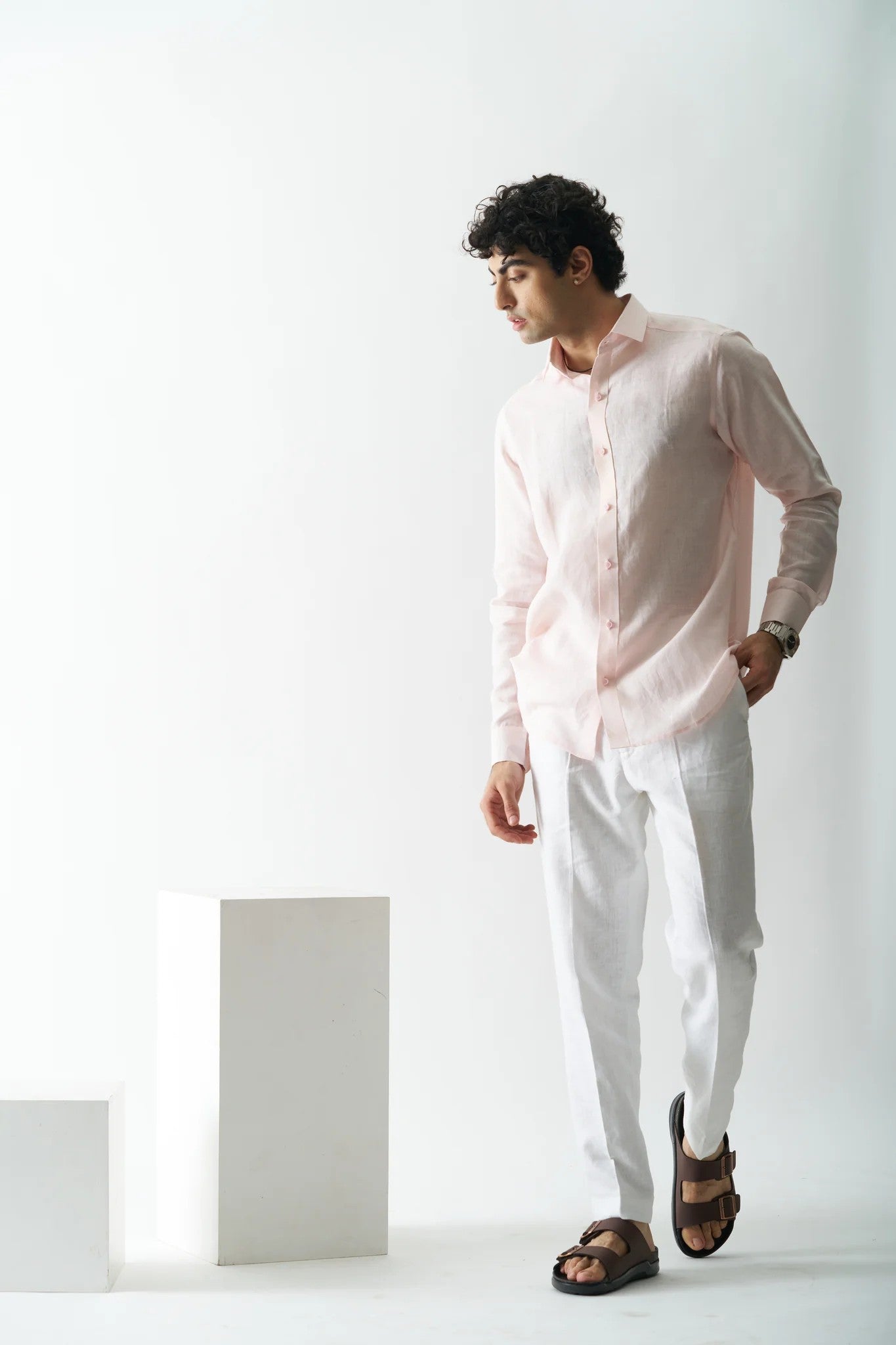 PINK MIST - FULL SLEEVE 100% PURE LINEN SHIRT